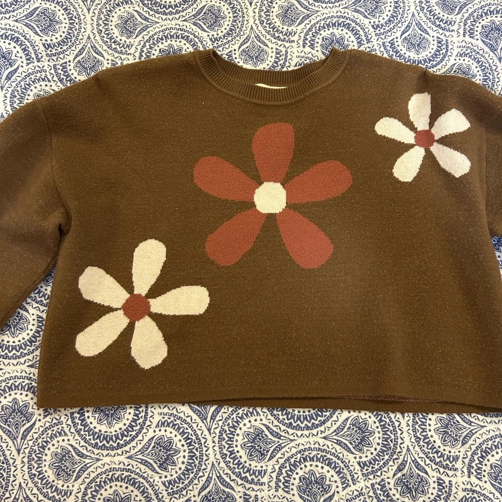 Altar'd State Brown Floral Long Sleeve Top